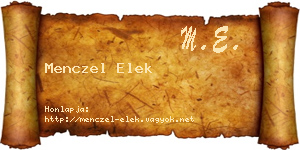 Menczel Elek névjegykártya